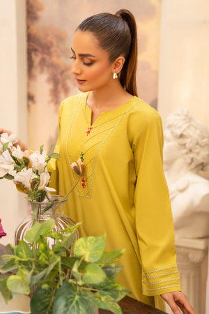 2 Piece Mustard Yellow Cotton Suit RTW - AR-S2-01 - ARFARIWAJ