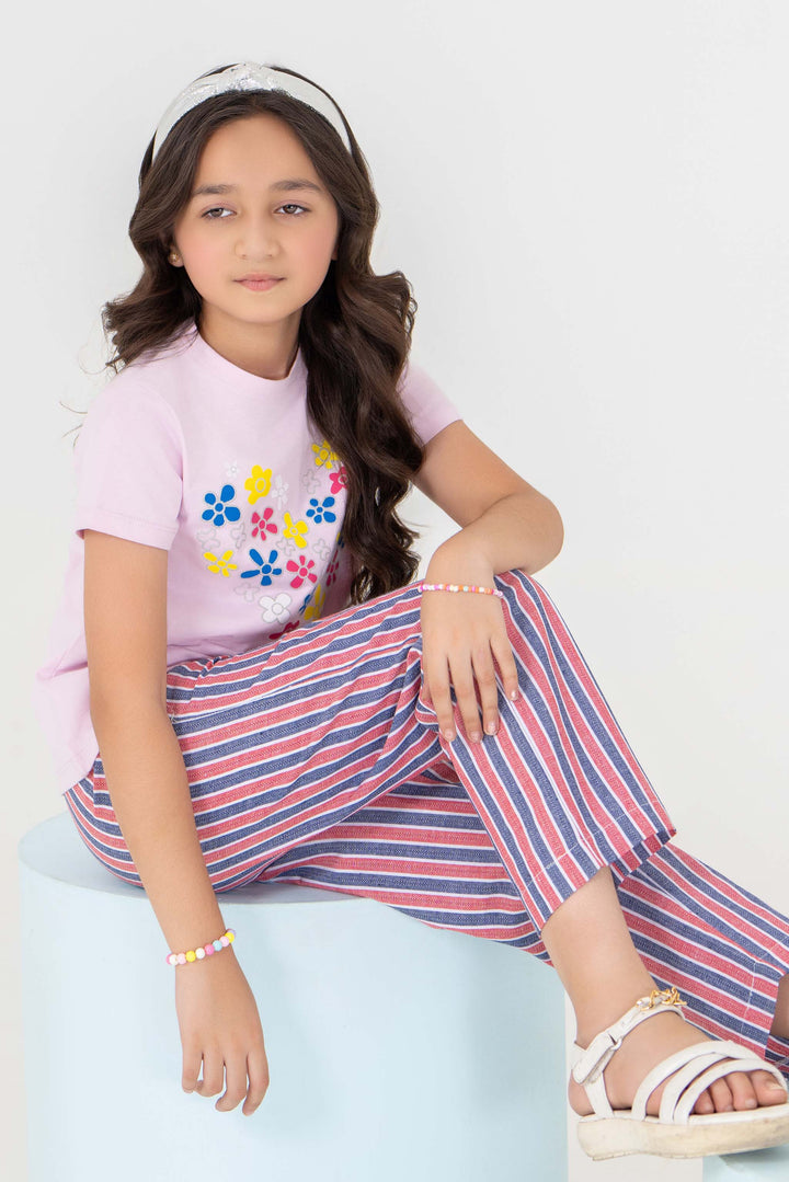 2 Piece Pink Cotton Suit Kids - AJG-009 - ArfaRiwaj Junior
