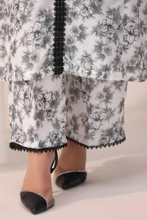 2 Piece Printed Lawn Suit RTW - AR-3347-Charcoal - ARFARIWAJ