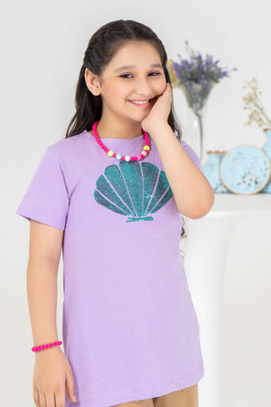 2 Piece Purple Cotton Suit Kids - AJG-004 - ArfaRiwaj Junior