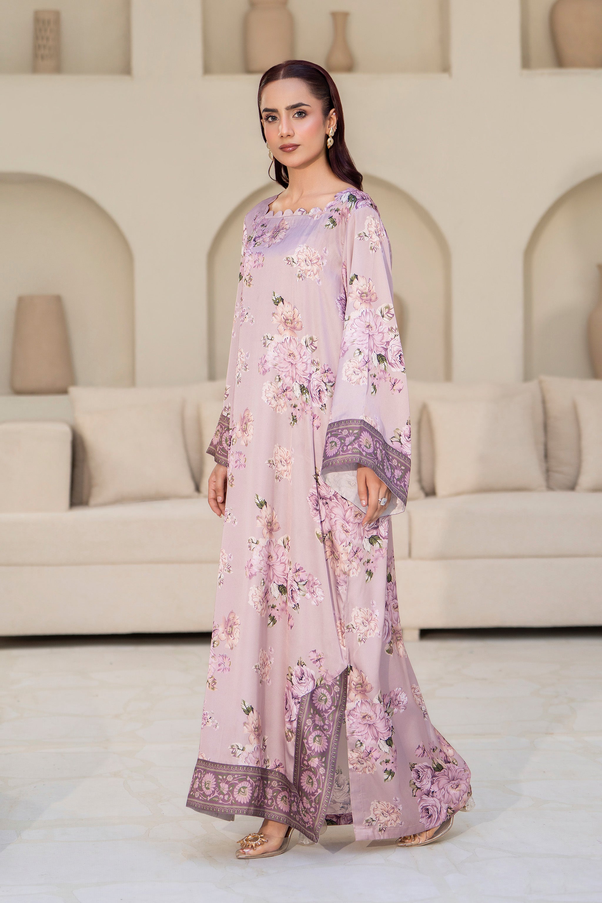 2 Piece Ready To Wear Lilac Silk Suit - AR-3932 - ARFARIWAJ