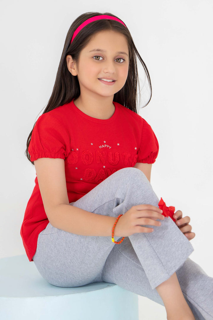 2 Piece Red Cotton Suit Kids - AJG-002 - ArfaRiwaj Junior