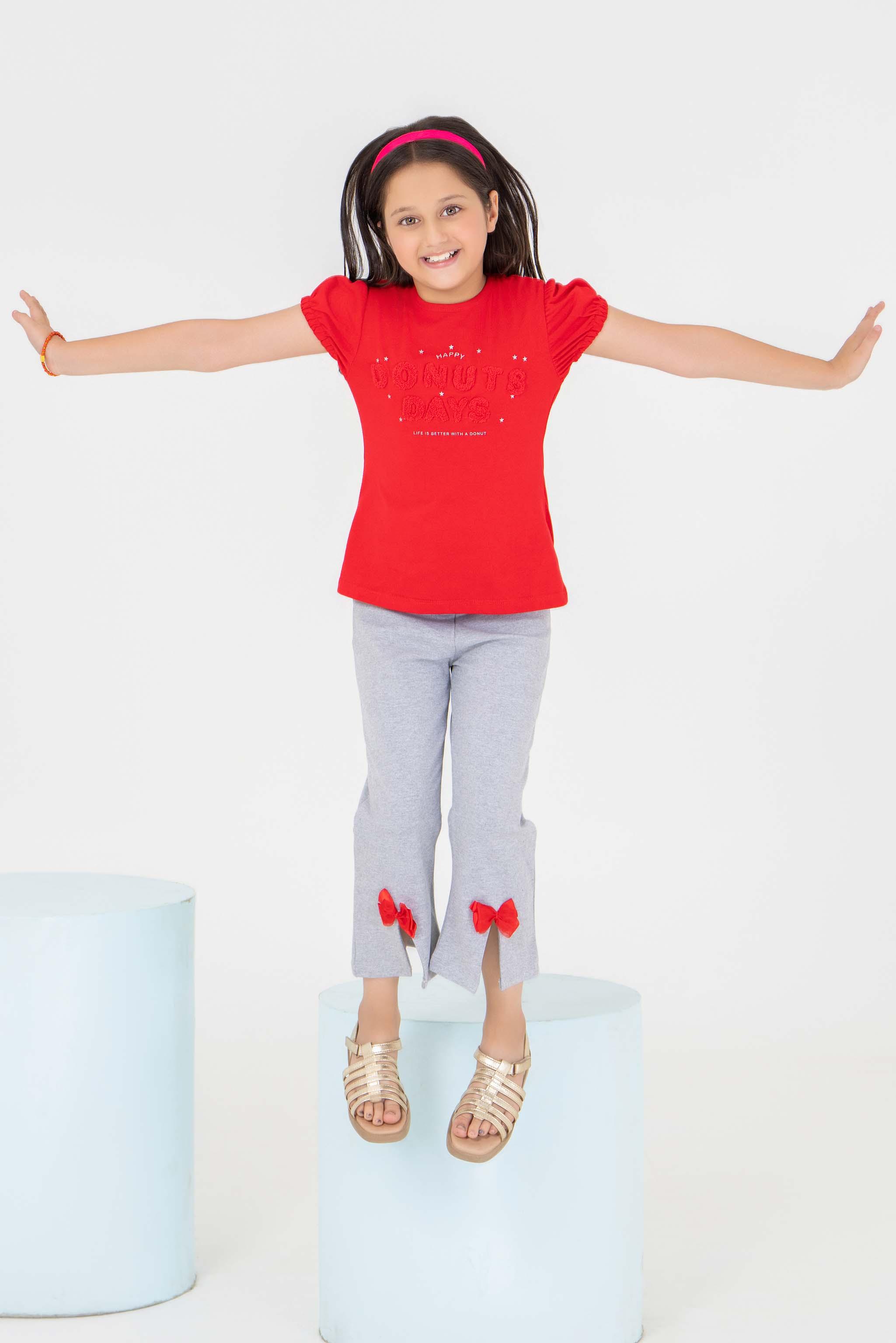 2 Piece Red Cotton Suit Kids - AJG-002 - ArfaRiwaj Junior