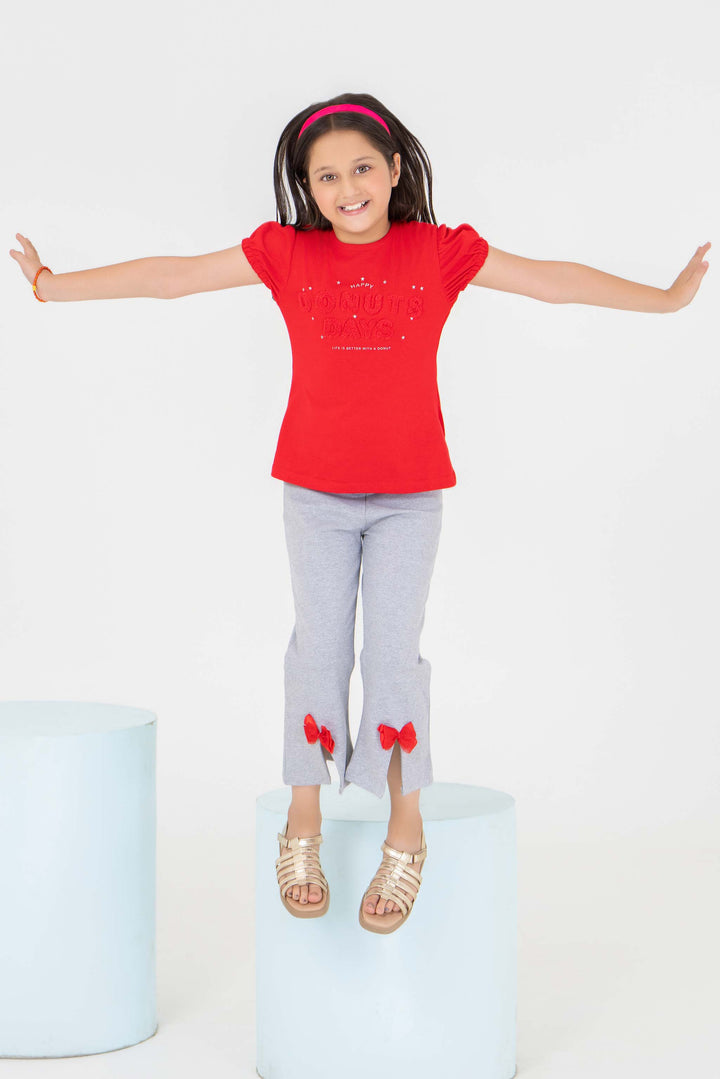 2 Piece Red Cotton Suit Kids - AJG-002 - ArfaRiwaj Junior