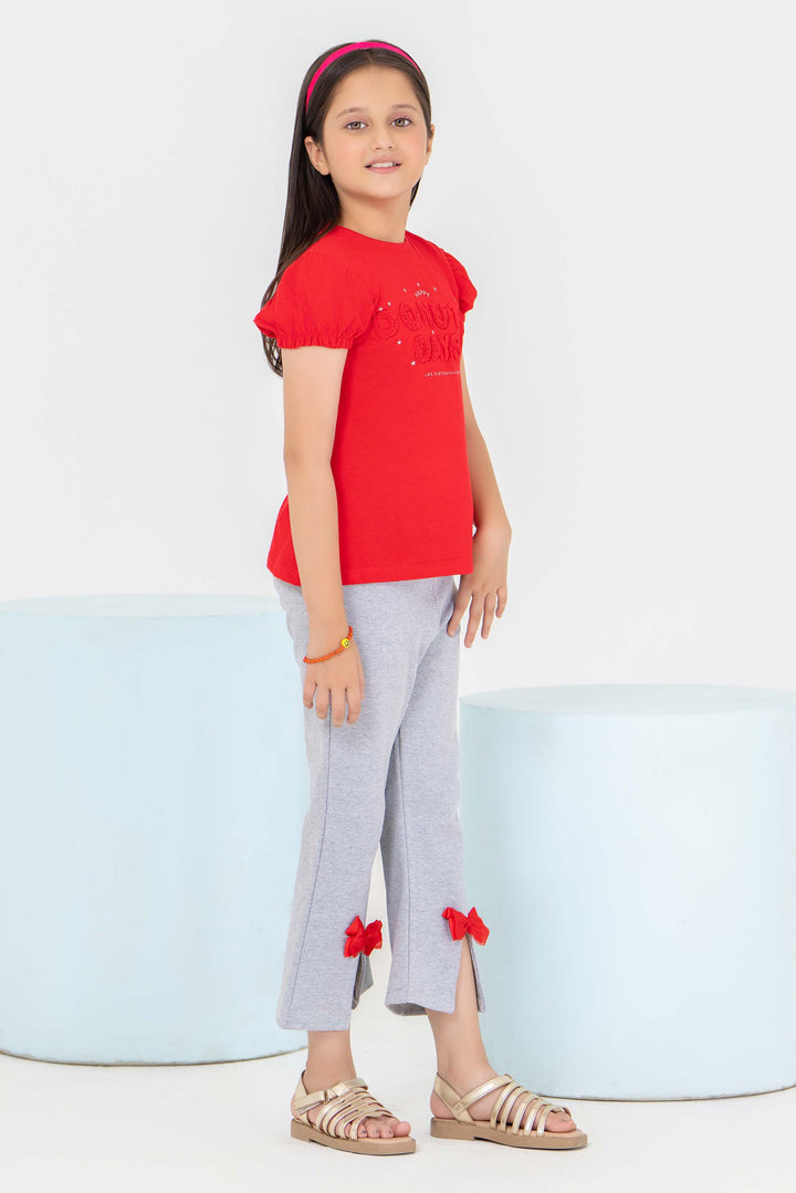 2 Piece Red Cotton Suit Kids - AJG-002 - ArfaRiwaj Junior