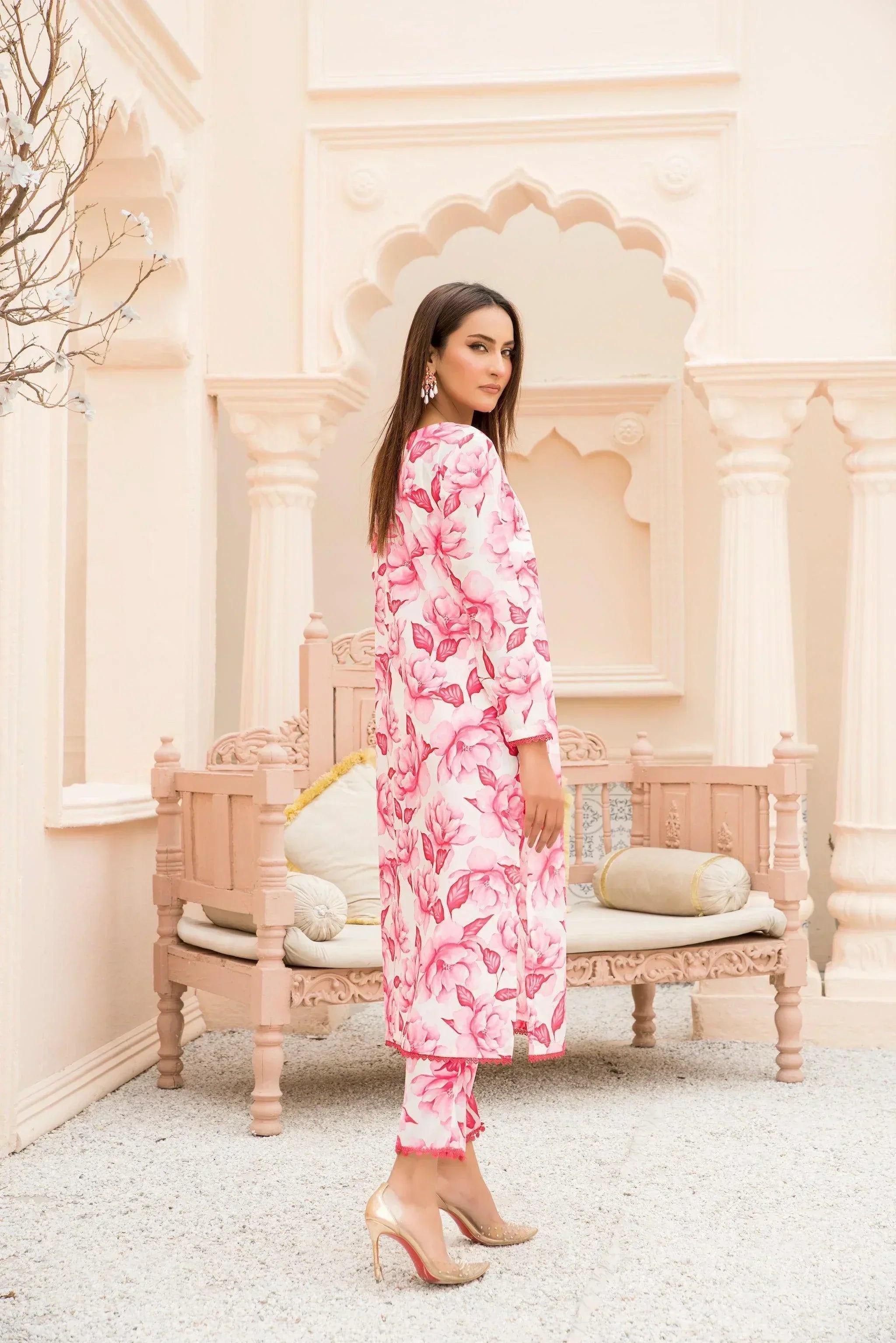 2 Piece Silk Suit RTW - AR-3183-Powder Puff - ARFARIWAJ