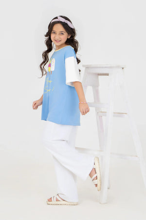 2 Piece Sky Blue Cotton Suit Kids - AJG-010 - ArfaRiwaj Junior
