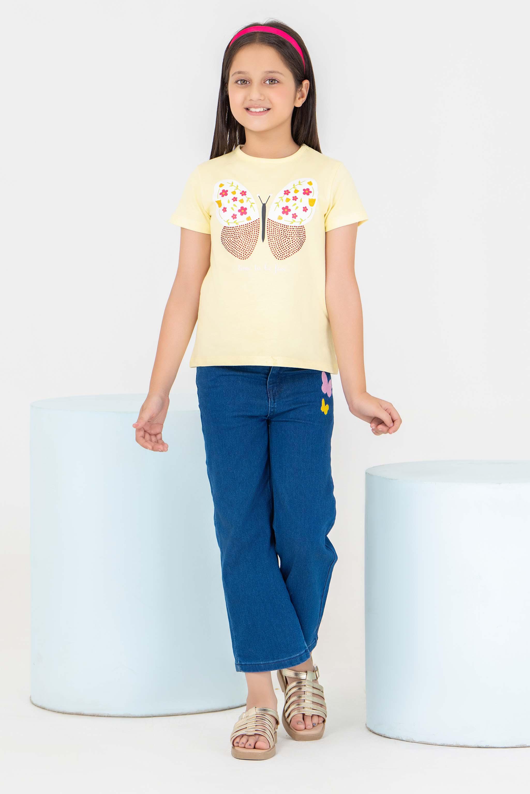 2 Piece Yellow Cotton Suit Kids - AJG-008 - ArfaRiwaj Junior