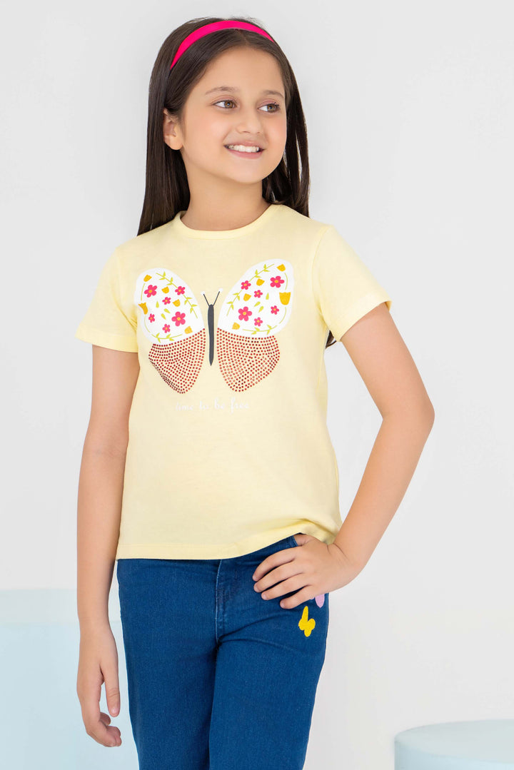 2 Piece Yellow Cotton Suit Kids - AJG-008 - ArfaRiwaj Junior