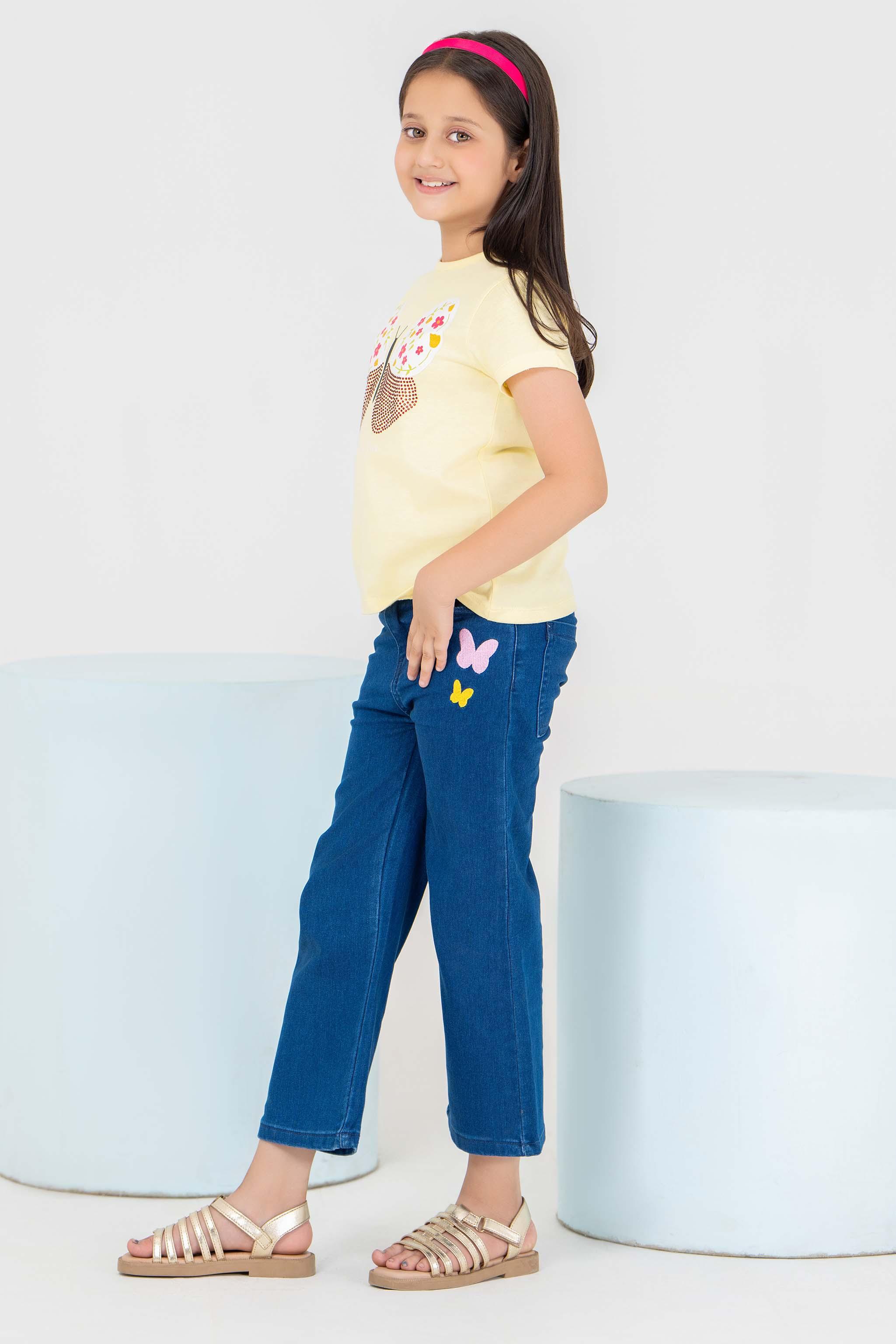 2 Piece Yellow Cotton Suit Kids - AJG-008 - ArfaRiwaj Junior