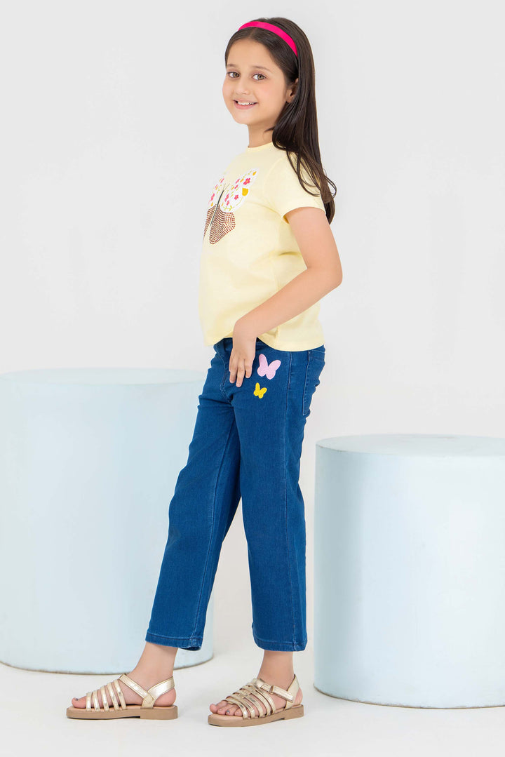 2 Piece Yellow Cotton Suit Kids - AJG-008 - ArfaRiwaj Junior