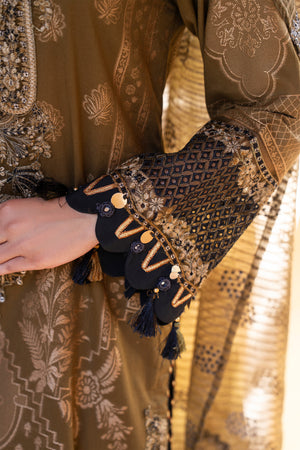3PC Olive Green Jacquard Ready To Wear - AR-3682 - ARFARIWAJ