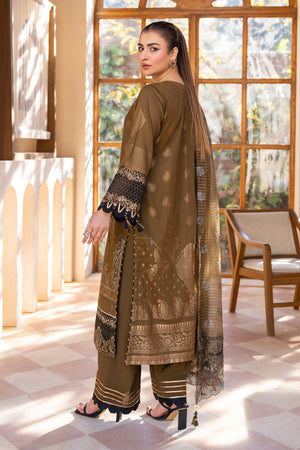 3PC Olive Green Jacquard Ready To Wear - AR-3682 - ARFARIWAJ
