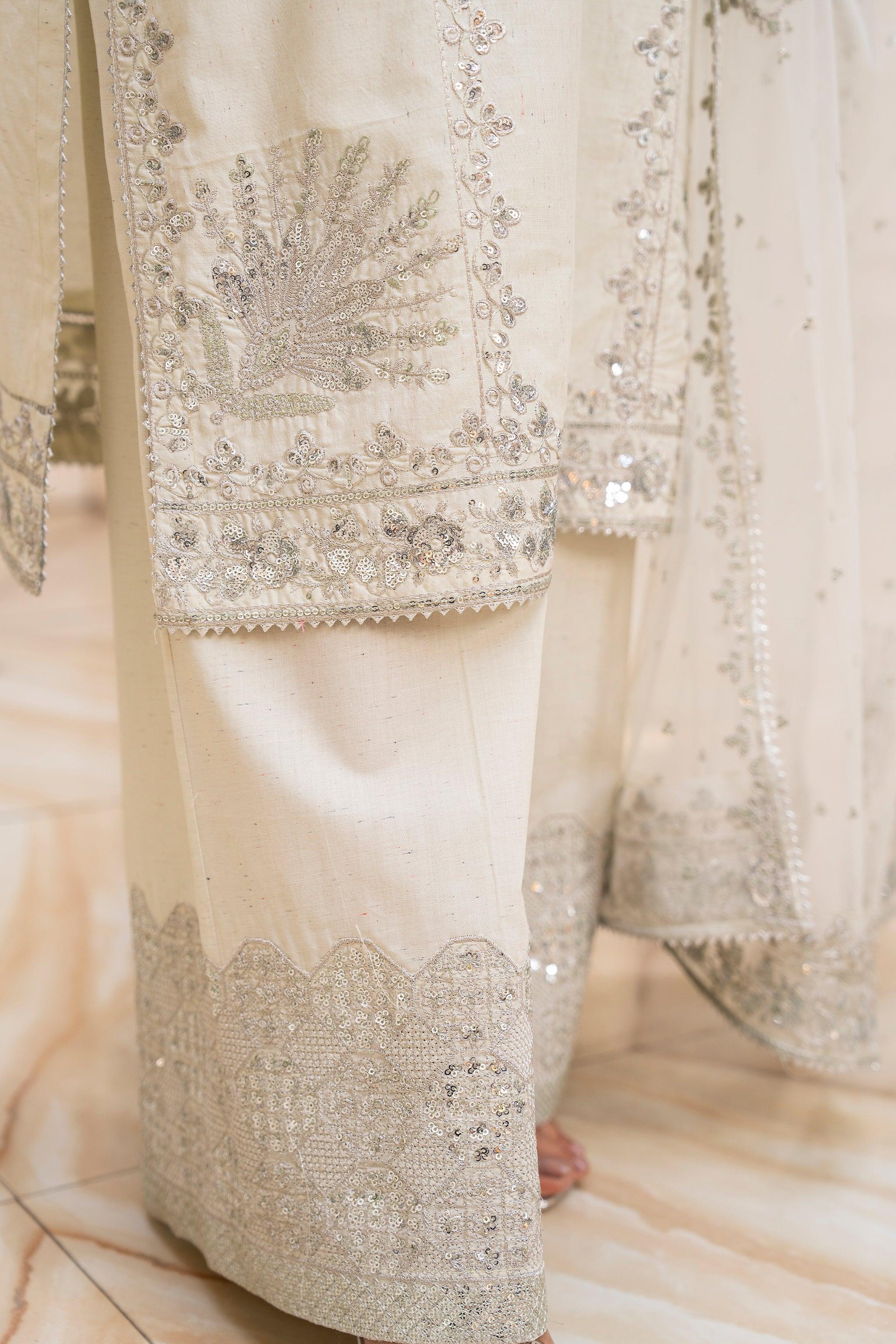 3PC Pastel Grey Naps Lawn Ready To Wear -AR-3643 - ARFARIWAJ