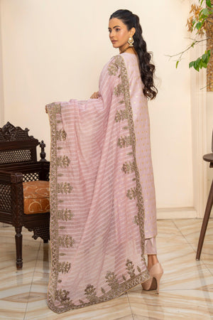 3PC Purple Zari Jacquard Ready To Wear - AR-3675 - ARFARIWAJ