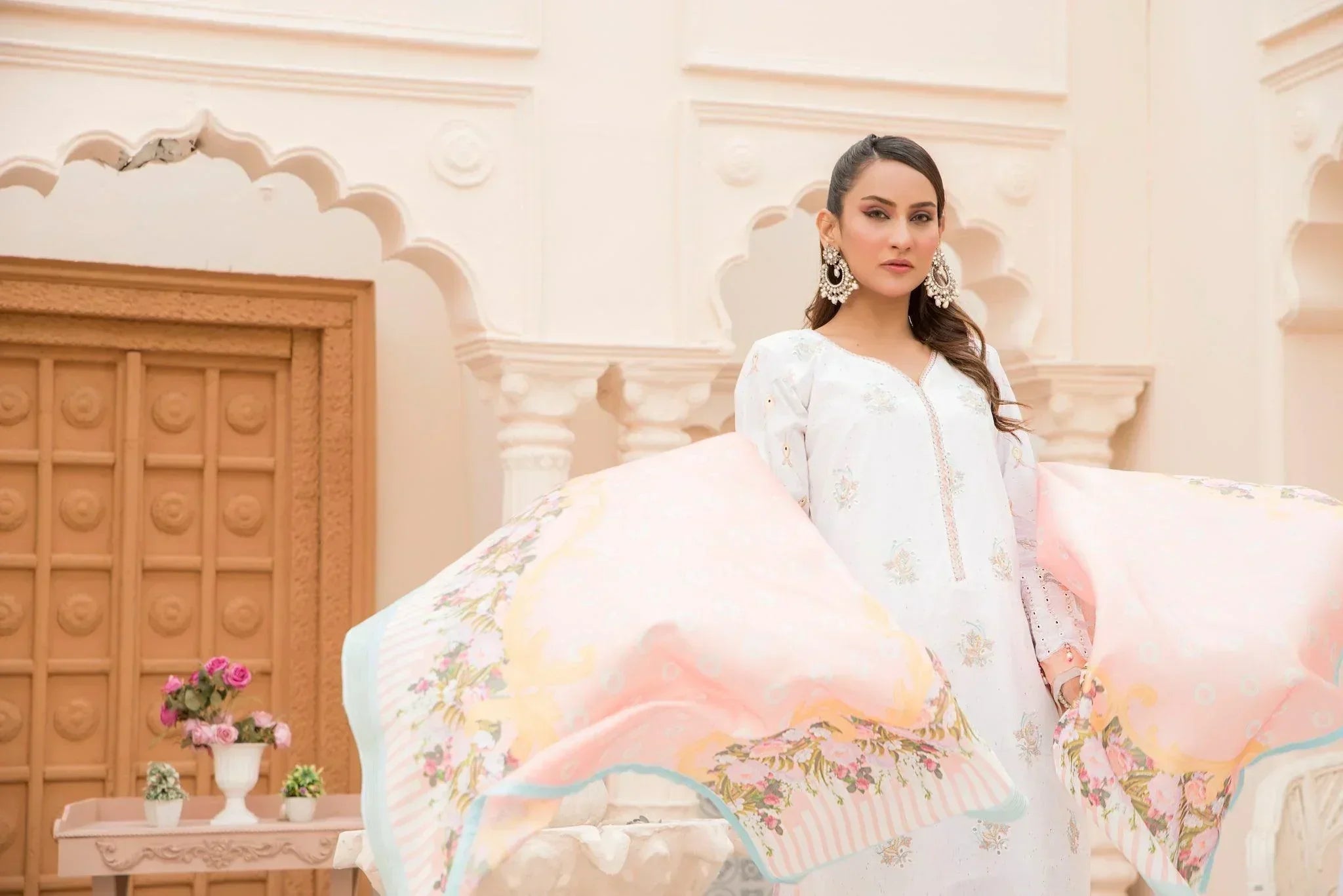 3PC White Naps Lawn Suit Ready To Wear - AR-3151 - ARFARIWAJ