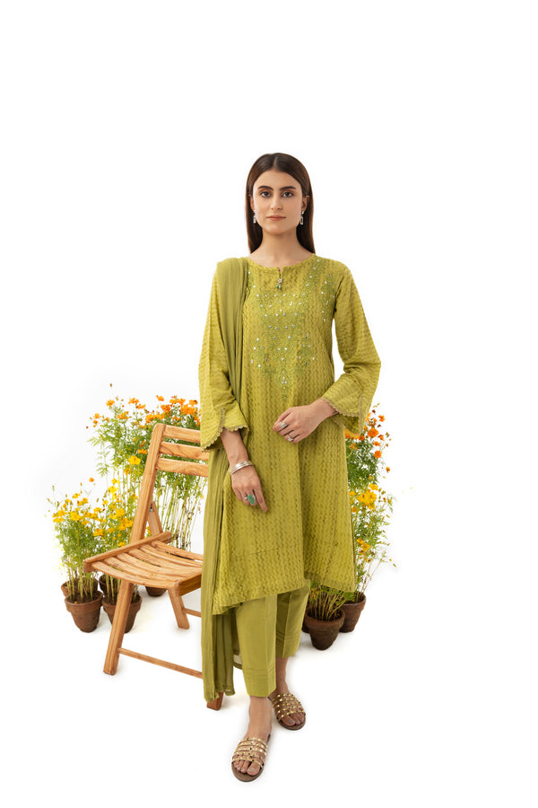 3 PIECE - EMBROIDERED NEEDLE JACQUARD SUIT  JACQUARD SUIT SUMMER 2023 EID COLLECTION BY ARFA RIWAJ