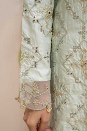 3 PC Pistachio Thai Silk Ready To Wear - AR-3445 - ARFARIWAJ