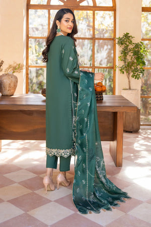 3 PC Poplin Bottle Green Ready To Wear - AR-3619 - ARFARIWAJ