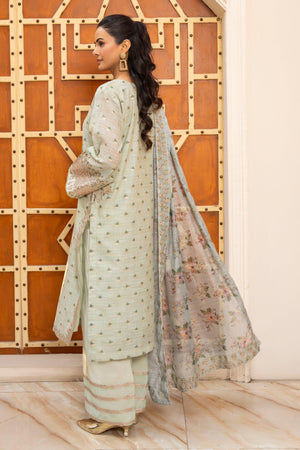 3 Pcs Mint Zari Jacquard Ready To Wear - AR-3581 - ARFARIWAJ