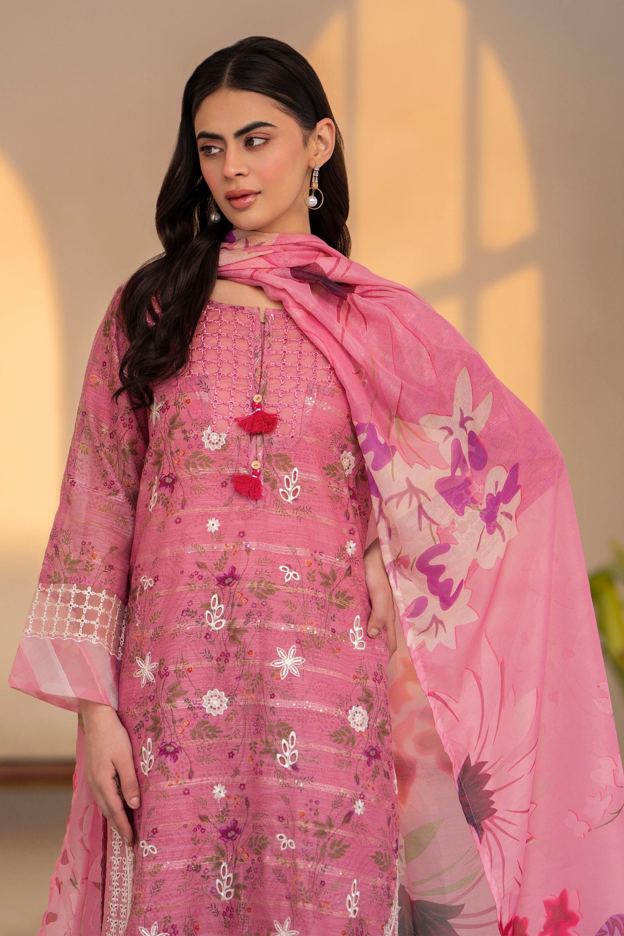 3 Pcs Pink Sequence Munar Ready To Wear - AR-3514 - ARFARIWAJ