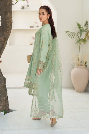 3 Pcs Ready To Wear Green Viscose Suit - AR-3881 - ARFARIWAJ