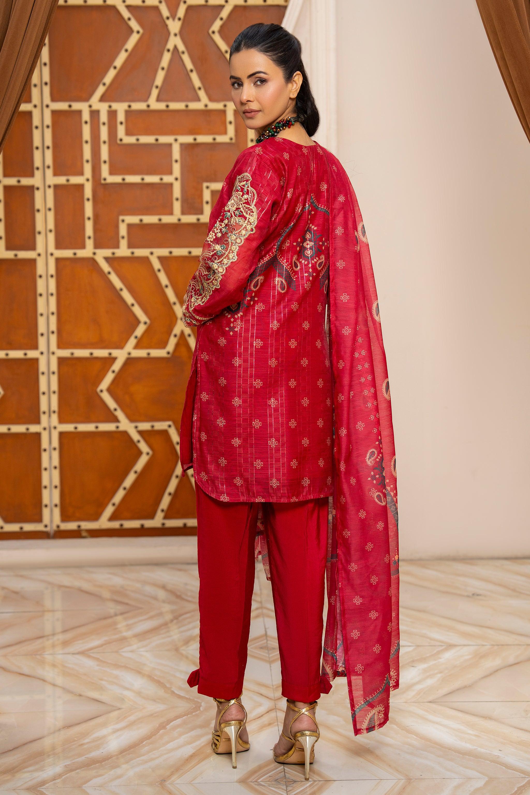 3 Pcs S.Pink Munnar Suit Ready To Wear - AR-3632 - ARFARIWAJ