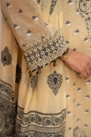 3 Pcs Skin Zari Jacquard Ready To Wear - AR-3641 - ARFARIWAJ