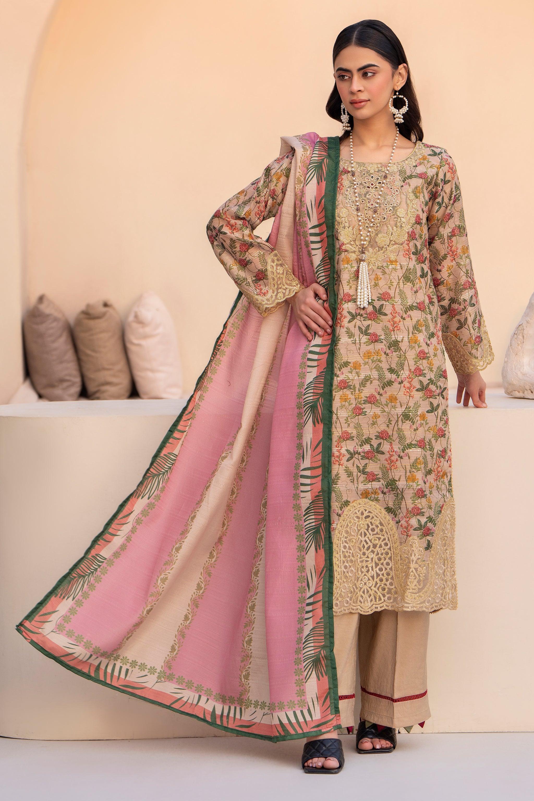 3 Piece Beige Munnar Ready To Wear - AR-3516 - ARFARIWAJ