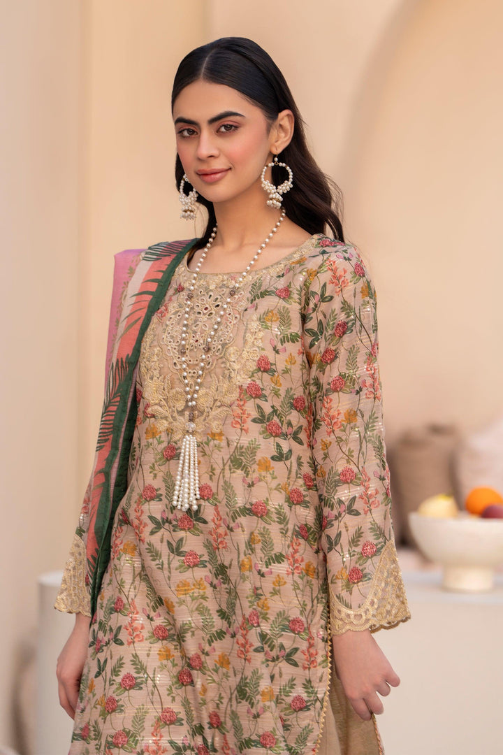 3 Piece Beige Munnar Suit Pret - AR-3516 - ARFARIWAJ