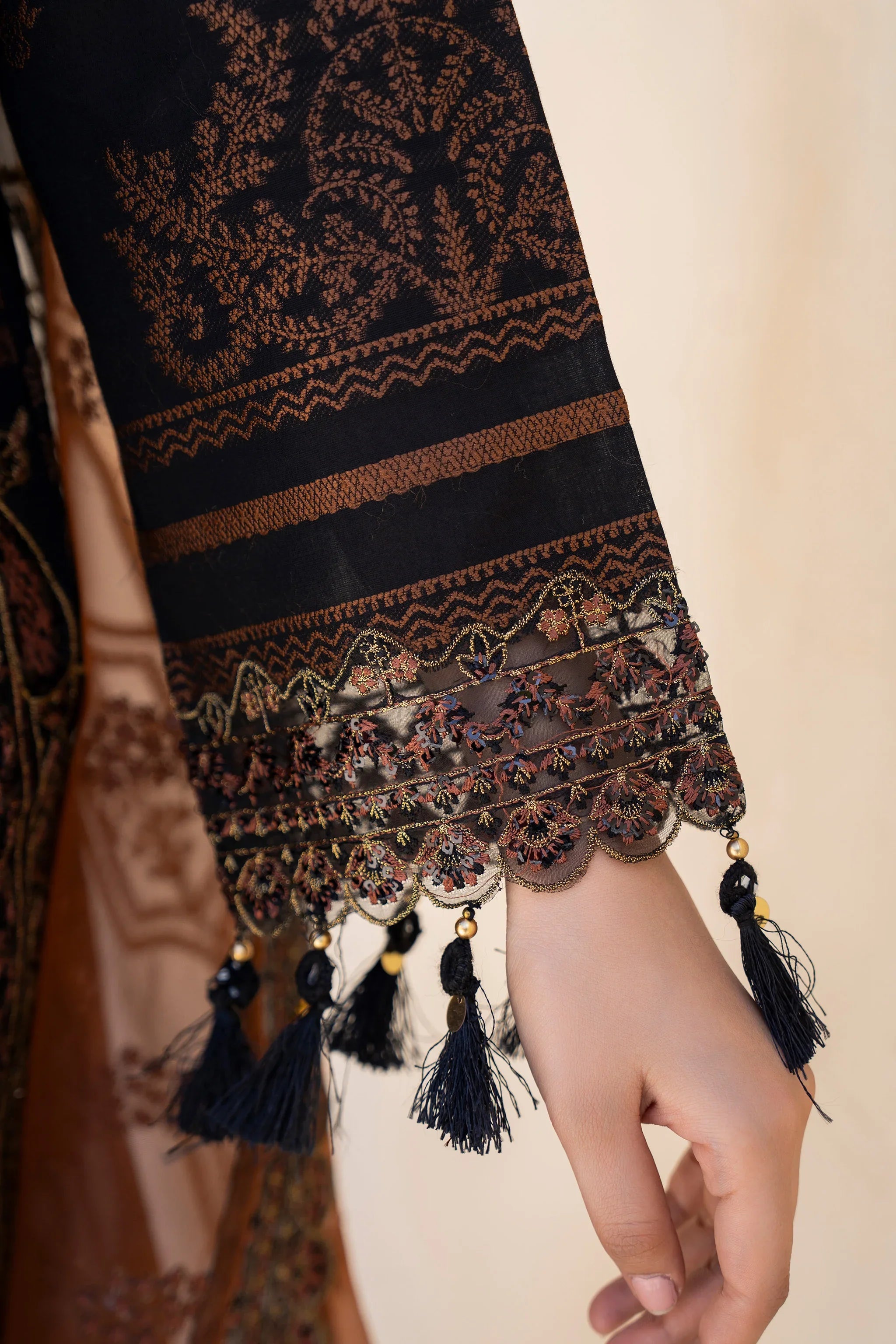 3 Piece Black Composed Jacquard Suit Pret - AR-3764 - ARFARIWAJ