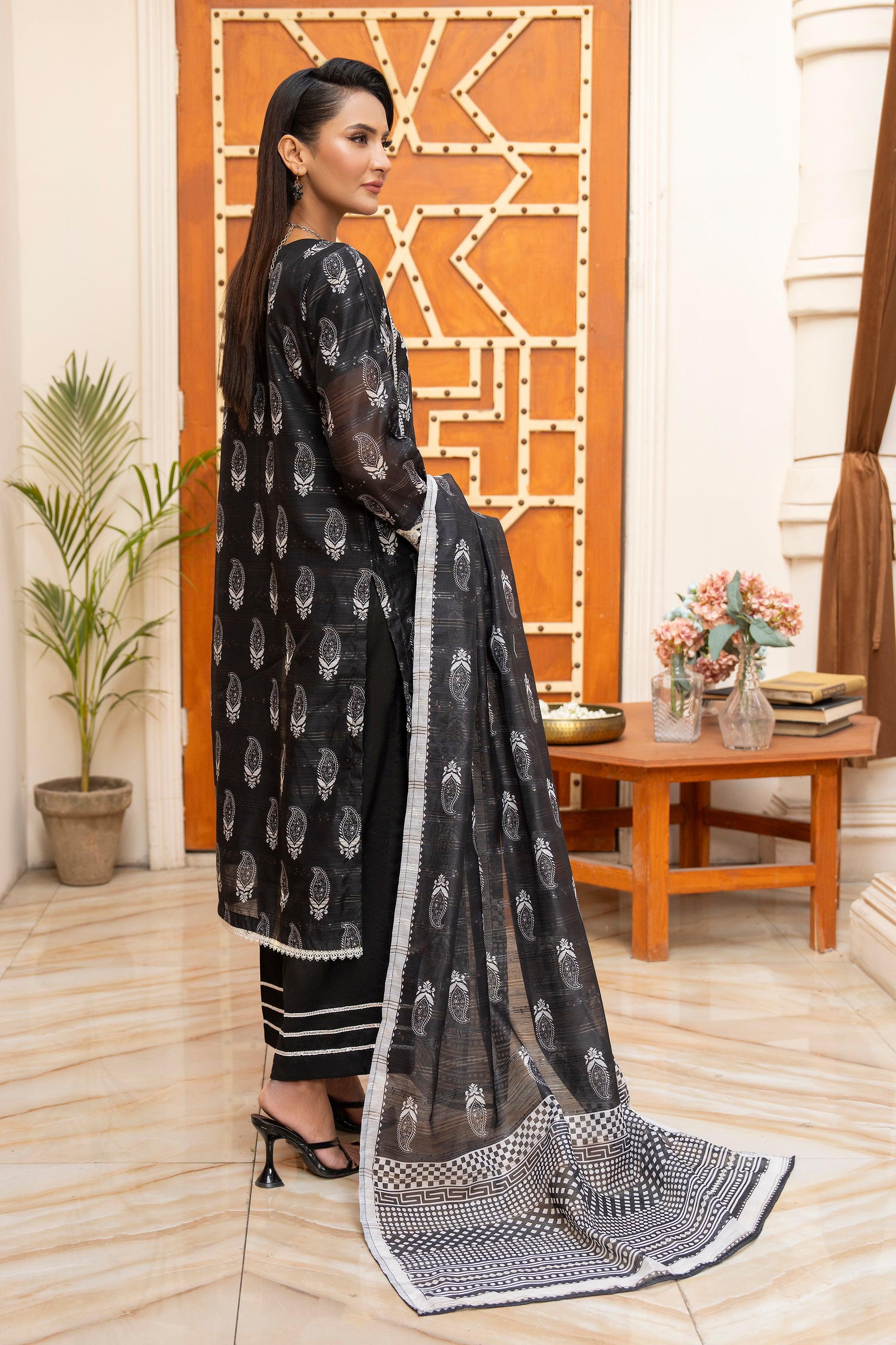 3 Piece Black Munnar Ready To Wear - AR-3513 - ARFARIWAJ