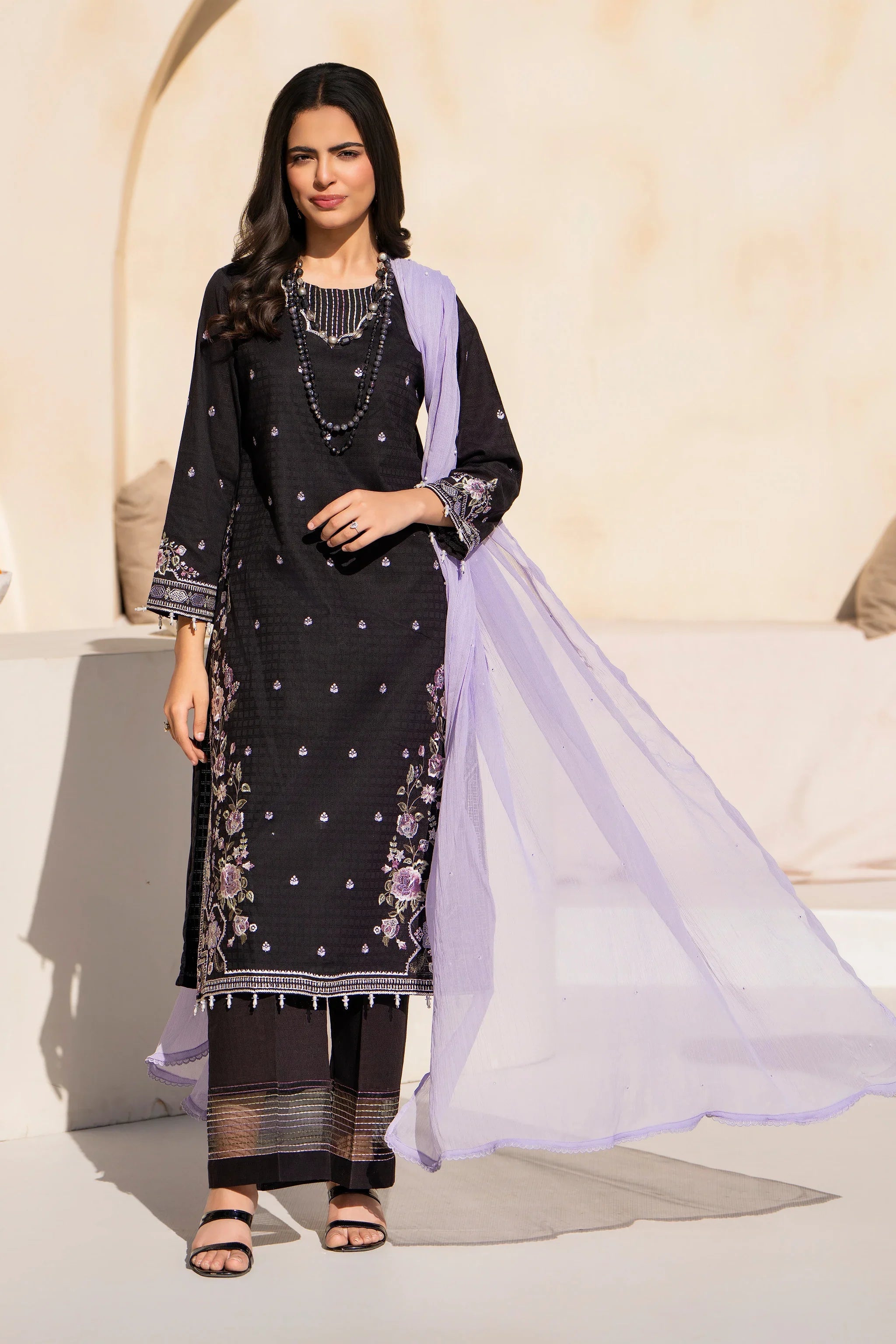 3 Piece Black Nano Kara Ready To Wear - AR-3614 - ARFARIWAJ