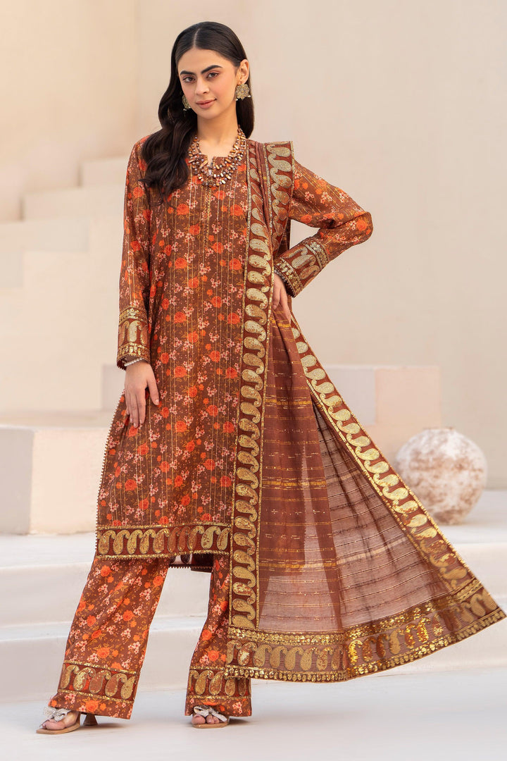 3 Piece Brown Lorax Munnar Suit Pret - AR-3658 - ARFARIWAJ