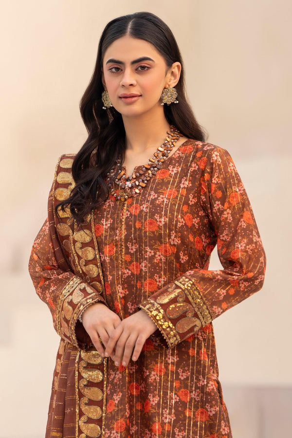 3 Piece Brown Lorax Munnar Suit Pret - AR-3658 - ARFARIWAJ