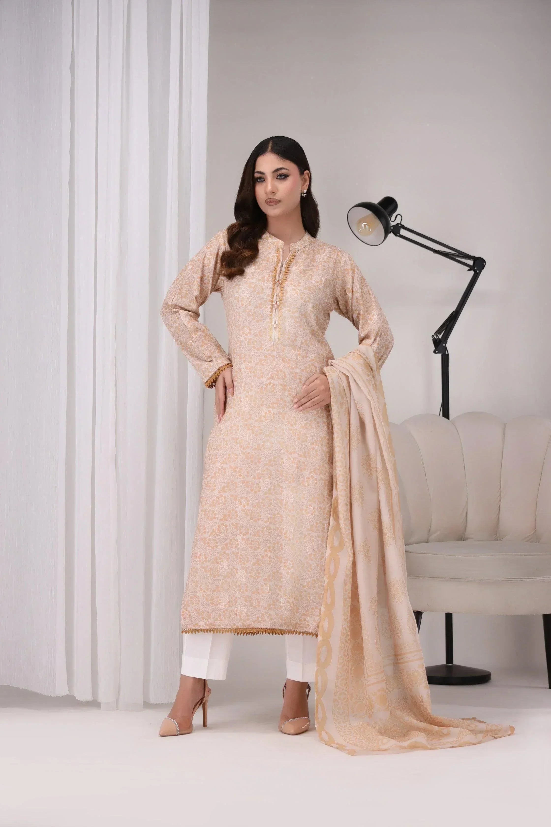  3 Piece Cotton RTW Suit - AR-NP-10-Shereen - ARFARIWAJ