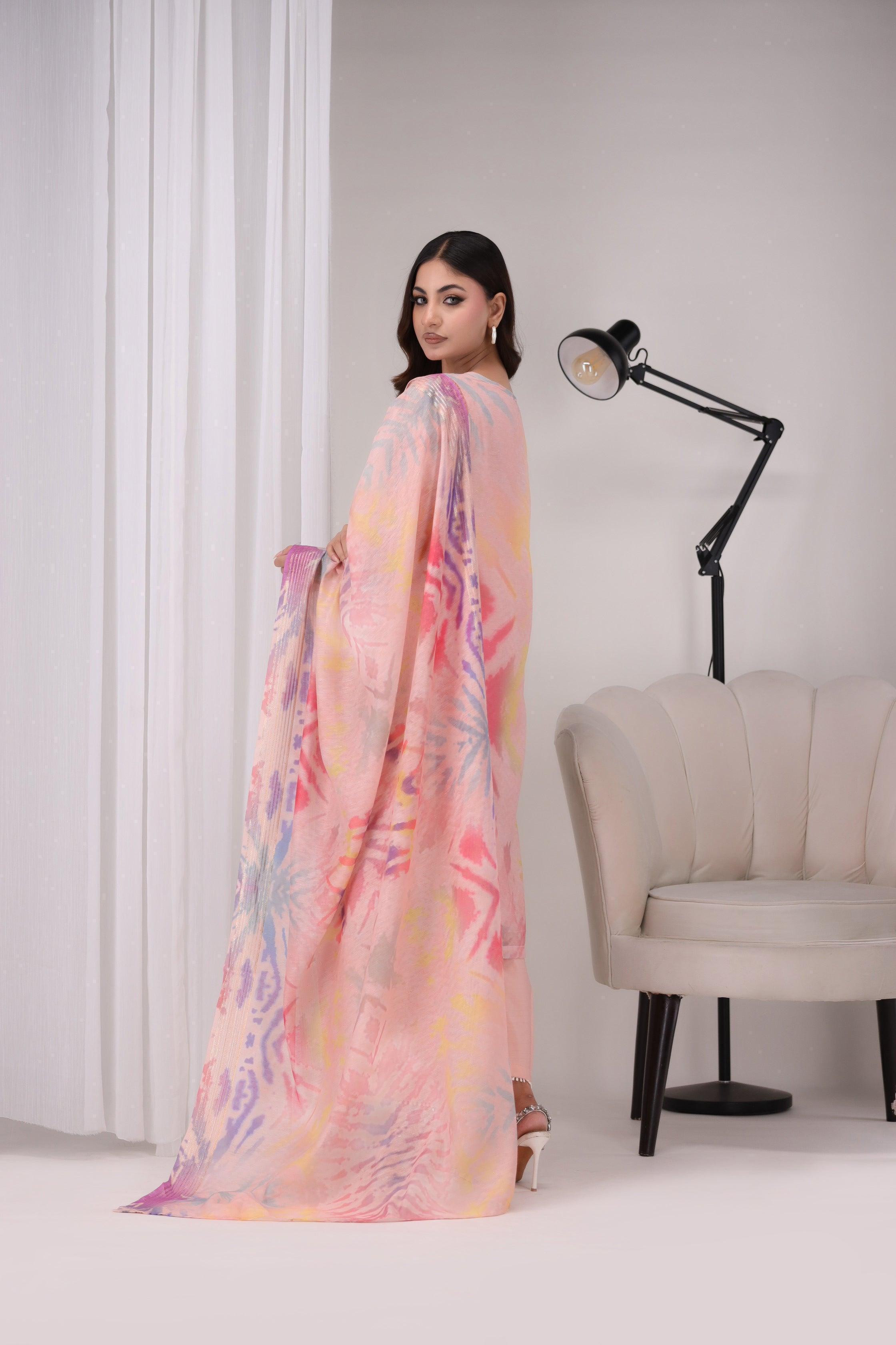 3 Piece Cotton Ready To Wear - AR-2785-Rashk-Pink - ARFARIWAJ