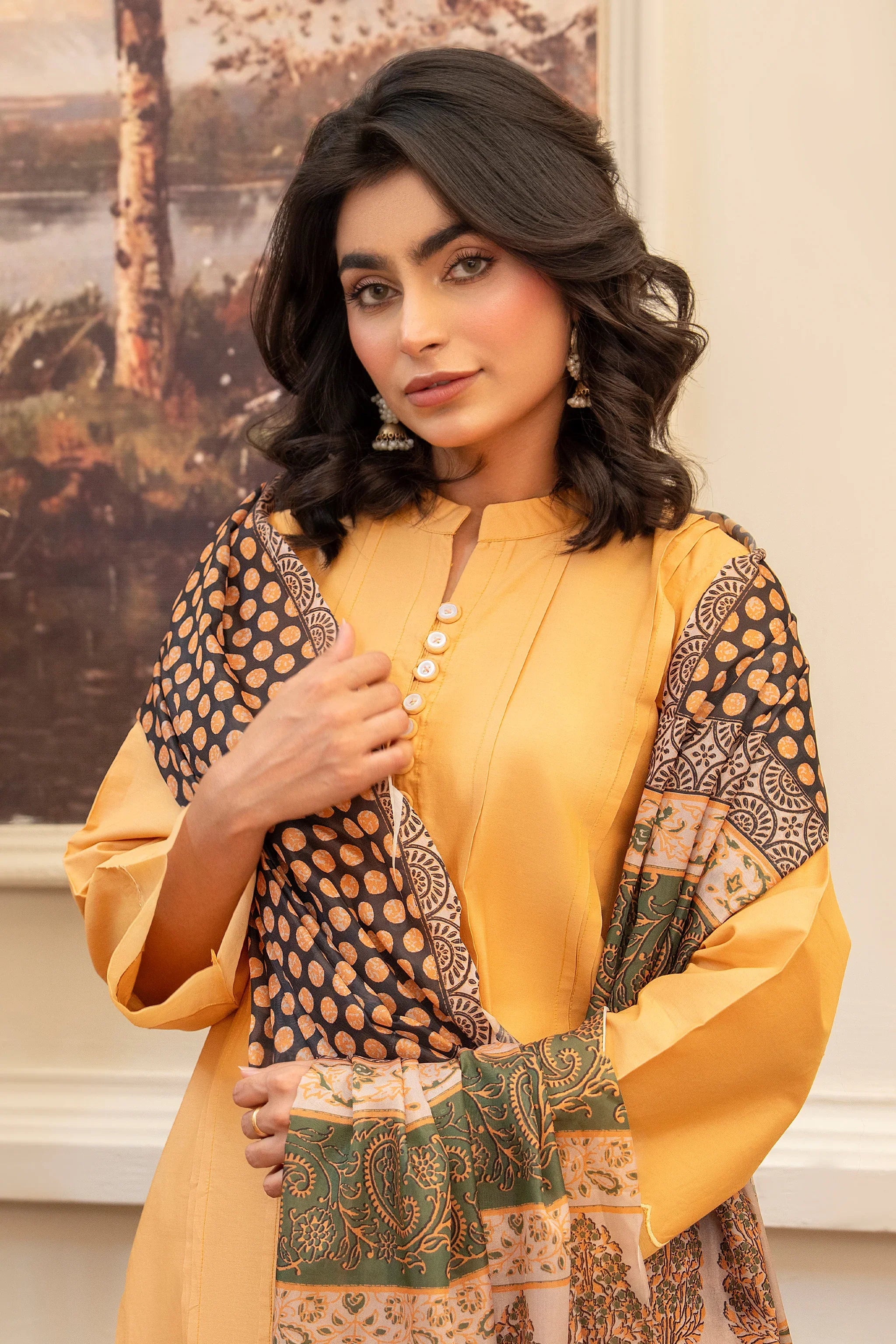 3 Piece Daisy Yellow Lawn Suit Pret - AR-S2-03 - ARFARIWAJ