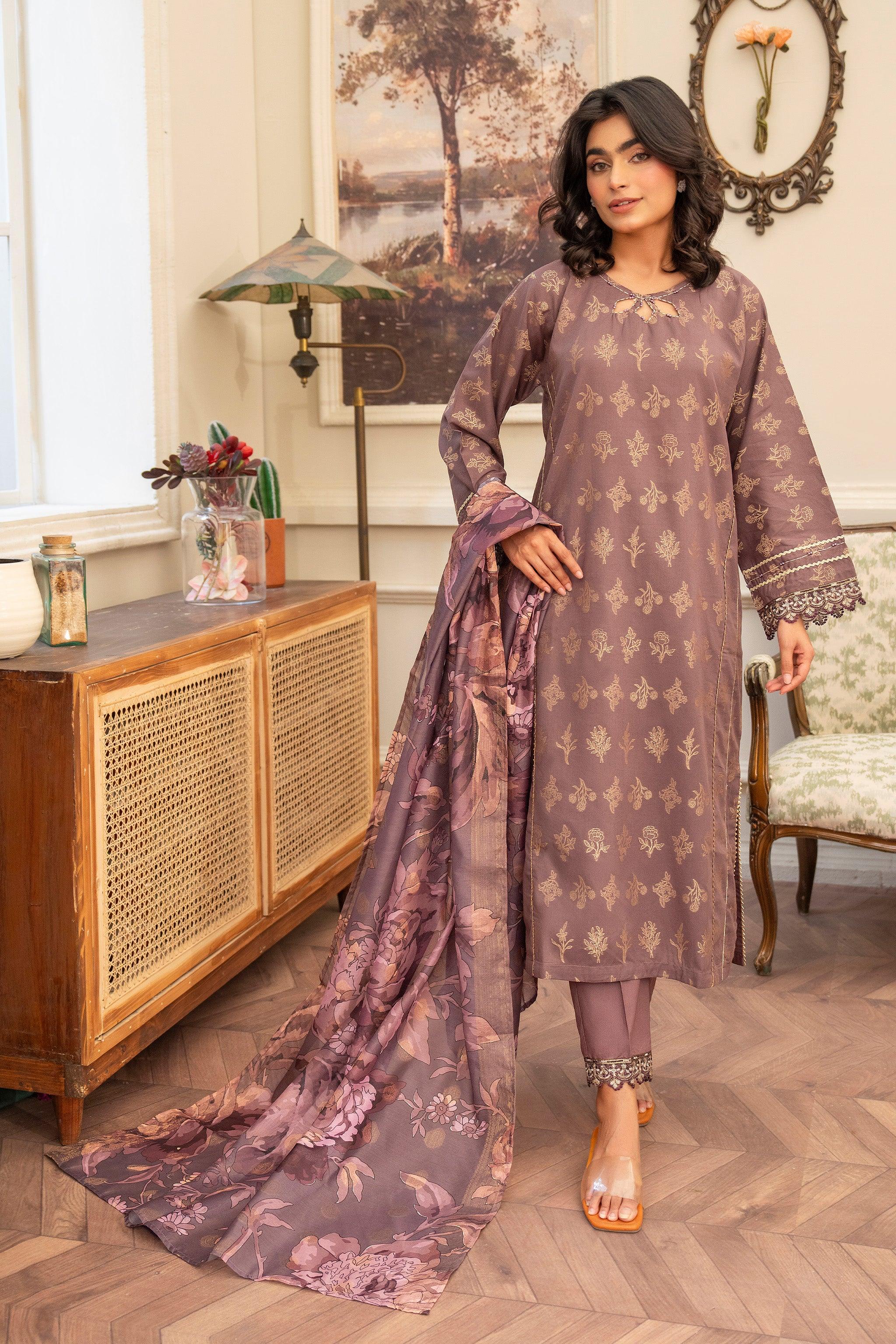 3 Piece Falsa Jacquard Suit Pret - AR-3567 - ARFARIWAJ