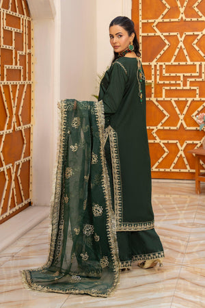 3 Piece Green Thai Silk Ready To Wear - AR-3511 - ARFARIWAJ