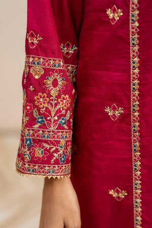 3 Piece Hot Pink Thai Silk Suit Pret - AR-3425 - ARFARIWAJ