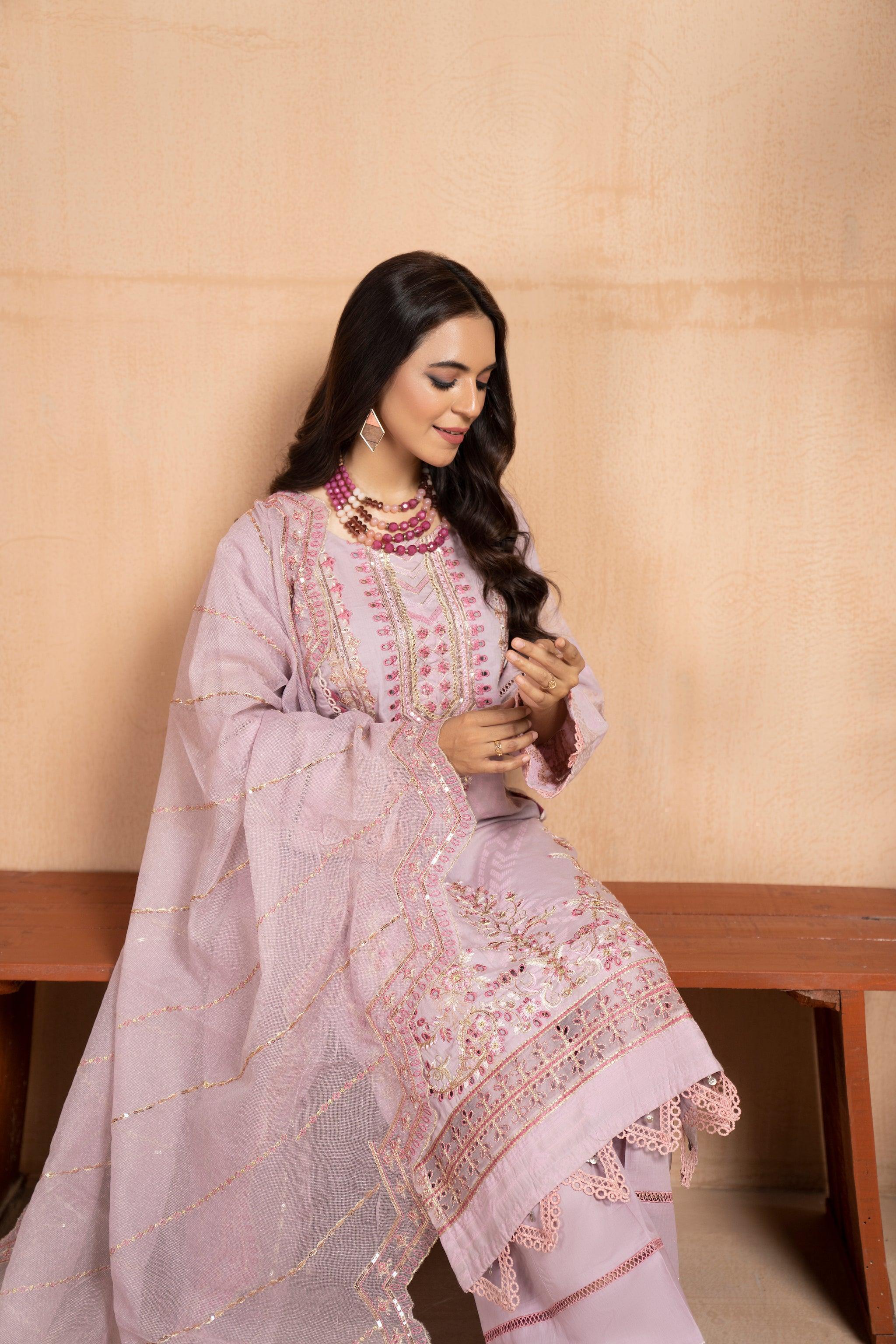 3 Piece Jacquard Suit RTW - AR-2945 (Snow Orchid) - ARFARIWAJ