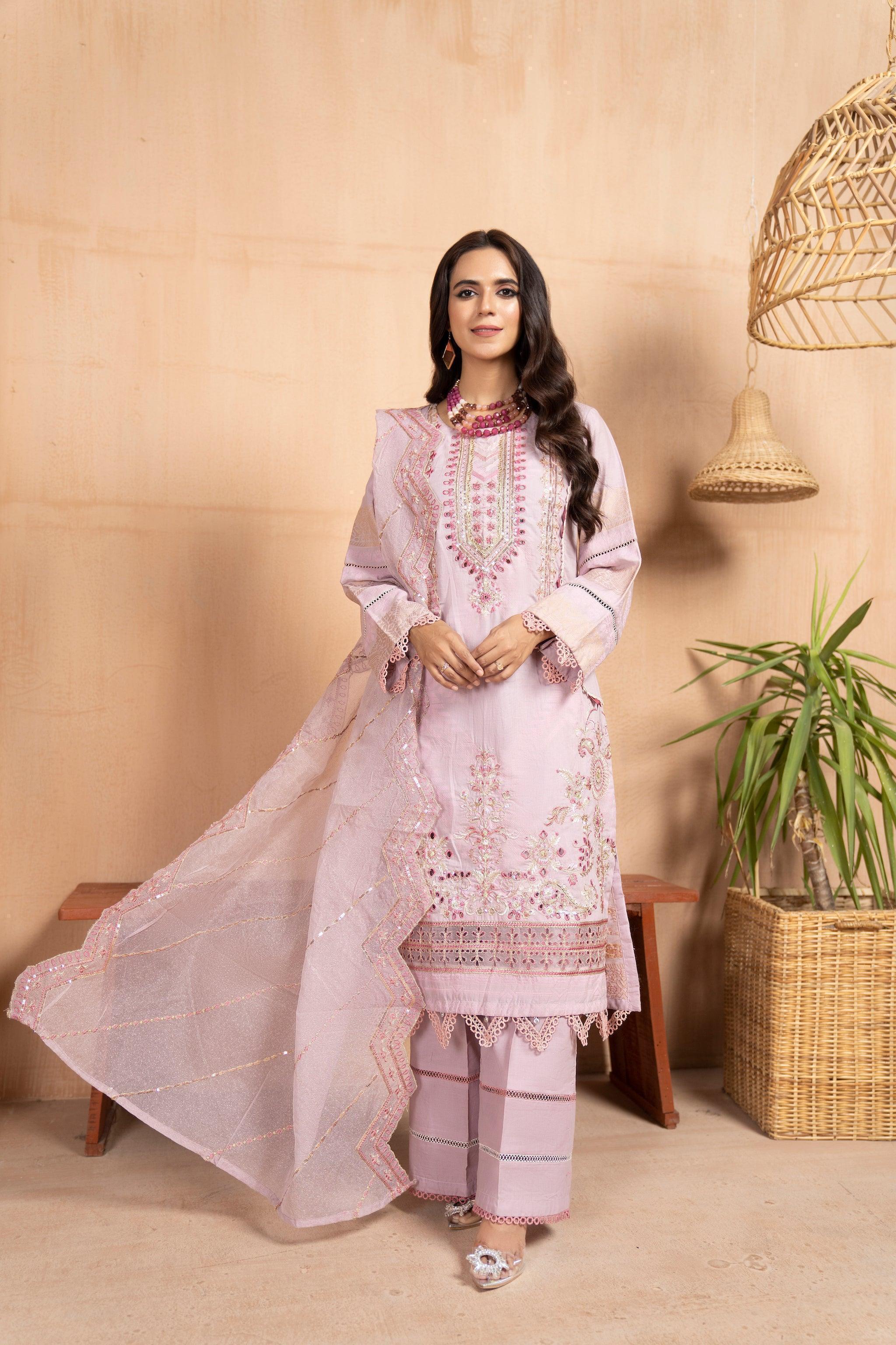 3 Piece Jacquard Suit RTW - AR-2945 (Snow Orchid) - ARFARIWAJ