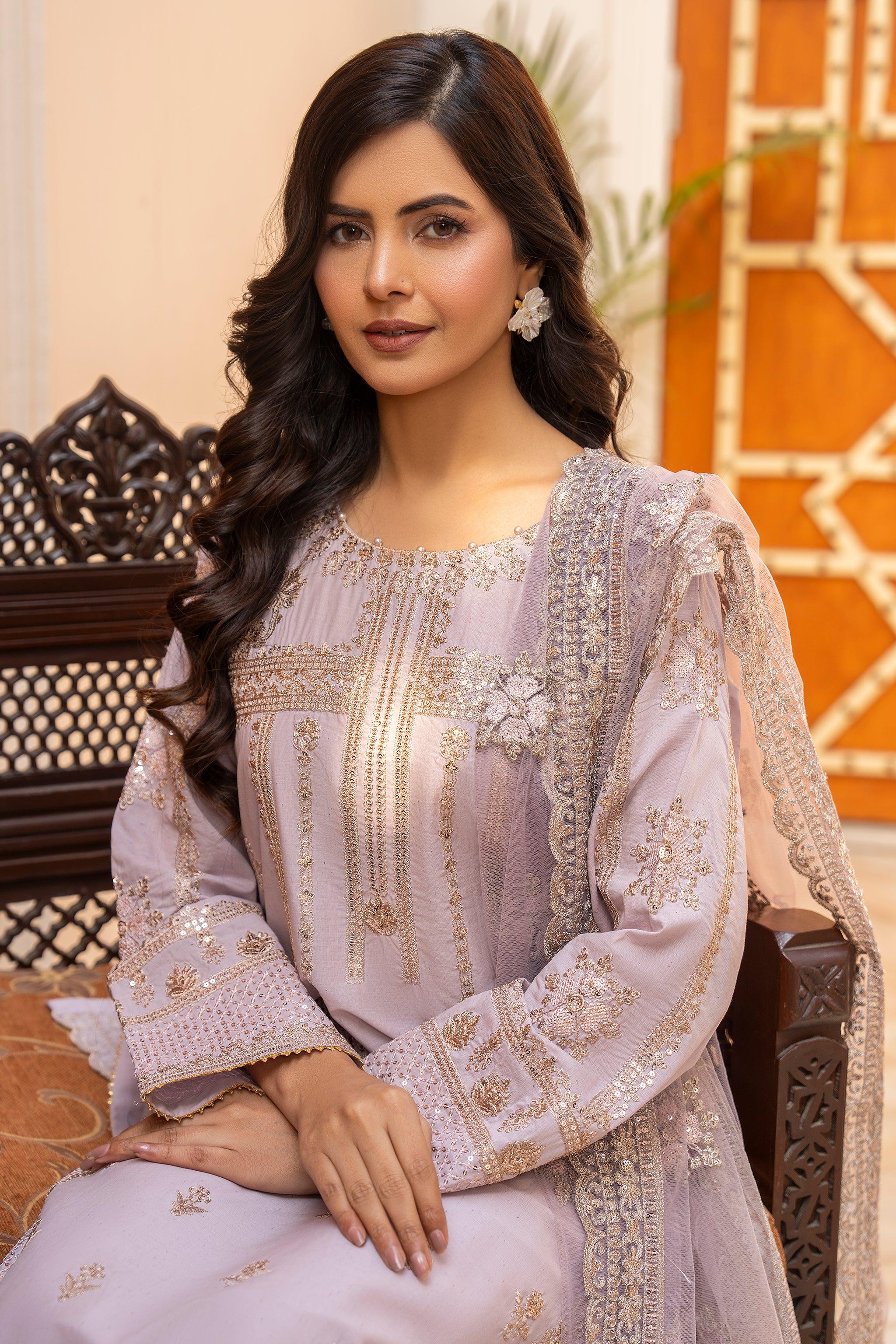 3 Piece Lilac Naps Lawn Ready To Wear - AR-3706 - ARFARIWAJ
