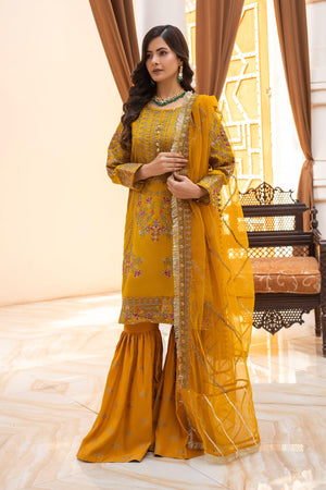 3 Piece Mustard Raw Silk Ready To Wear - IN-323 - ARFARIWAJ