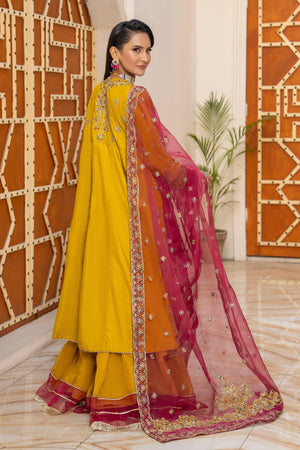 3 Piece Mustard Thai Silk Ready To Wear - IN-307 - ARFARIWAJ