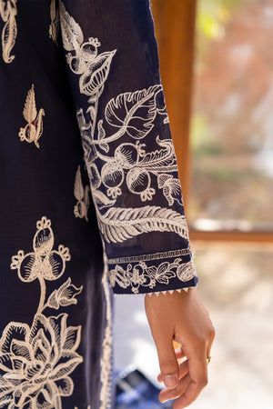 3 Piece Navy Blue Viscose Ready To Wear - AR-3729 - ARFARIWAJ