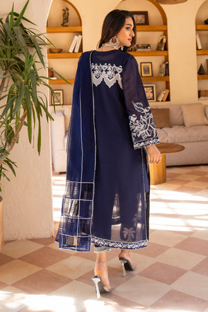 3 Piece Navy Blue Viscose Ready To Wear - AR-3729 - ARFARIWAJ