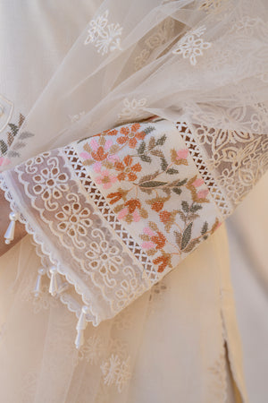 3 Piece Off white Poplin Ready To Wear - AR-3765 - ARFARIWAJ