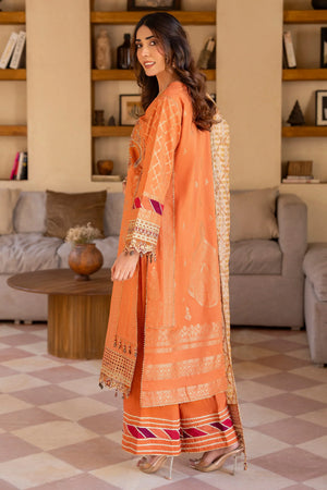 3 Piece Orange Composed Jacquard Suit Pret - AR-3079 - ARFARIWAJ